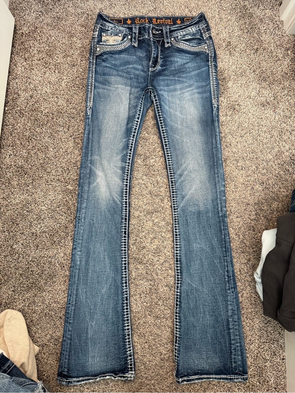Rock Revival Distressed Medium Blue Bootcut Jeans
